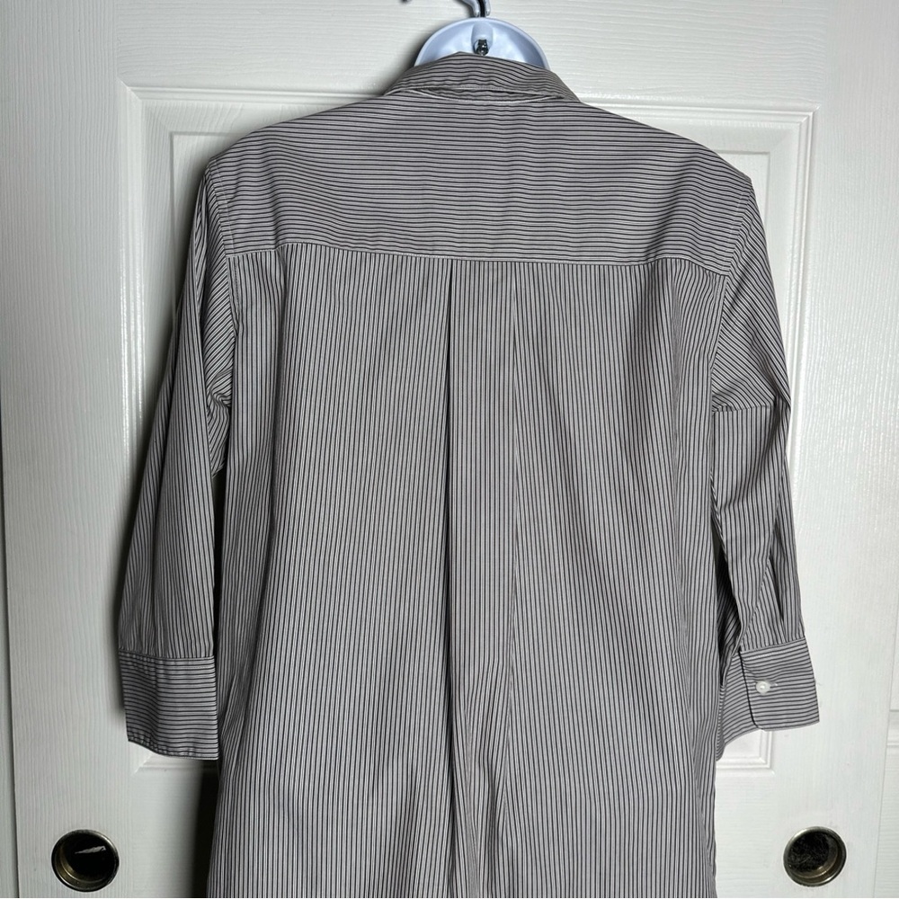 Uniqlo Women’s XSmall Brown Shirt Dress Oversize 100% Cotton Pinstripe Office - Picture 8 of 14